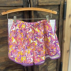 Swim/athletic shorts multicolored (pink,purple,yellow and white) floral